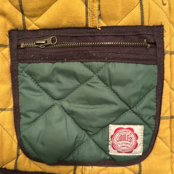 Joules Green Quilted Vest with Yellow Lining - Picture 4 of 7